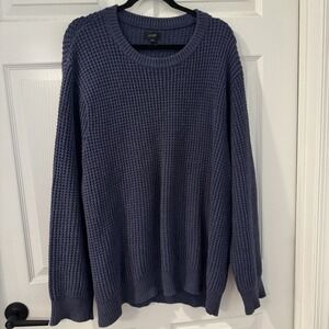 J. Crew Men's Rugged Cotton Waffle Sweater Blue  Size XXL Fisherman Preppy Cozy